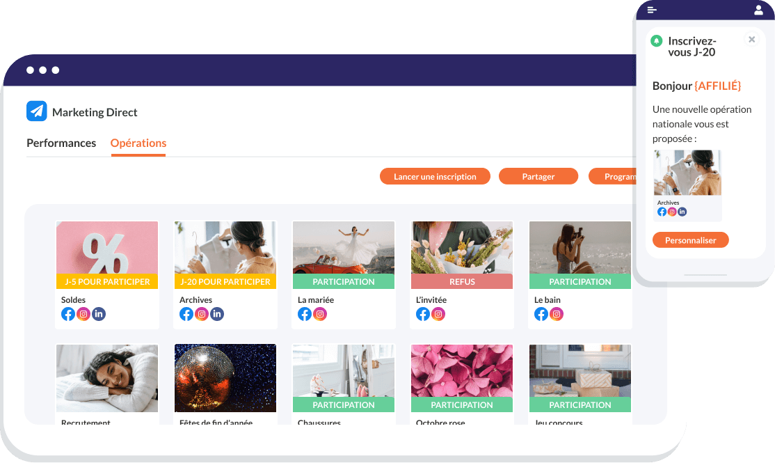 Opérations sur inscription